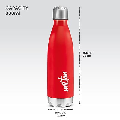 MILTON Shine 1000 Stainless Steel Water Bottle, 900 ml Single walled  Leak Proof