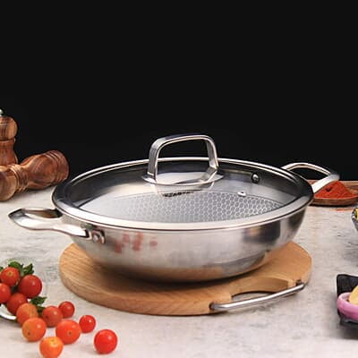 Wonderchef Stanton 28 cm Non-stick Kadhai/Kadai with Lid - 3.4 litre 3 ply steel Wonderchef Stanton 28 cm Non-stick Kadhai/Kadai with Lid - 3.4 litre 3 ply steel