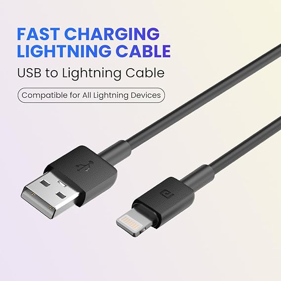 Portronics Konnect Link USB to 8PIN Fast Charging Cable with iOS Compatibility, 3.0A Output, 480Mbps Data Transfer, 1M Length(Black) Portronics Konnect Link USB to 8PIN Fast Charging Cable with iOS Compatibility, 3.0A Output, 480Mbps Data Transfer, 1M Length(Black)