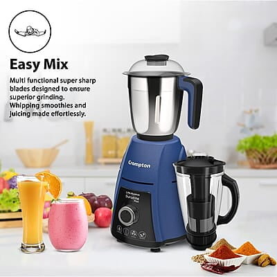 Crompton DuroElite Plus 800 W Mixer Grinder with 4 Jars (3 Stainless Steel Jars+ 1.5L Juicer Jar with Fruit Filter)