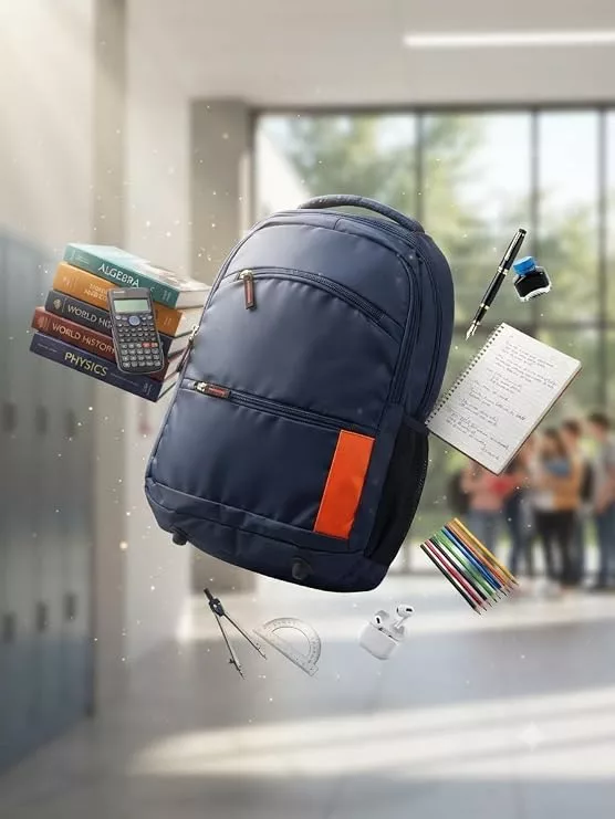 Navy Blue Laptop Backpack with Ergonomic Padding, Waterproof