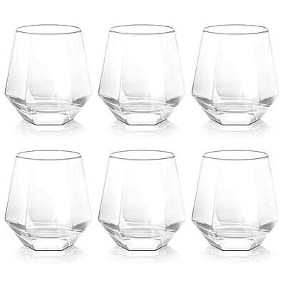 Treo by Milton Hexa On The Rocks Glass Tumbler, 6 Pc Set,300 ml Each,Transparent