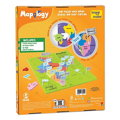 Imagimake Mapology India with State Capitals - Educational Toy and Learning Aid for Boys and Girls - India Map Puzzle - Jigsaw Puzzle, 25 Pieces, Kids Imagimake Mapology India with State Capitals - Educational Toy and Learning Aid for Boys and Girls - India Map Puzzle - Jigsaw Puzzle, 25 Pieces, Kids