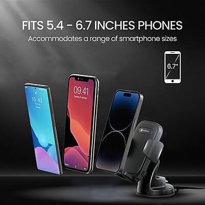 Portronics Clamp M4 Car Phone Holder Stand with 360 Degree Rotation Mobile Stand for Car