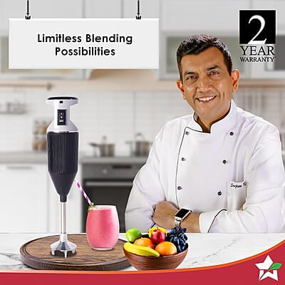 Wonderchef Prima Plus Electric 250 W Hand Blender 2 Speed Button Hot & Cold Blending Wonderchef Prima Plus Electric 250 W Hand Blender 2 Speed Button Hot & Cold Blending