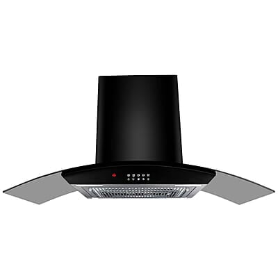 Faber 90 cm 1100 m³/hr Auto-Clean curved glass Kitchen Chimney (HOOD ACE PRO HC PB BK 90, Filterless technology