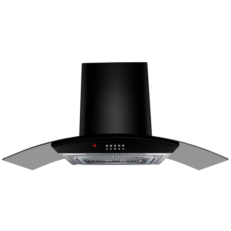 Faber 90 cm 1100 m³/hr Auto-Clean curved glass Kitchen Chimney (HOOD ACE PRO HC PB BK 90, Filterless technology