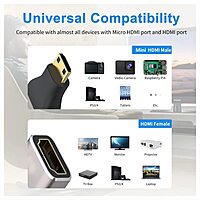 Mini HDMI (M) to 8K HDMI 2.1 (F) Adapter, 8K @60Hz, 4K @120Hz, Dynamic HDR, 3D & eARC for TV, Projector, Laptop Mini HDMI (M) to 8K HDMI 2.1 (F) Adapter, 8K @60Hz, 4K @120Hz, Dynamic HDR, 3D & eARC for TV, Projector, Laptop