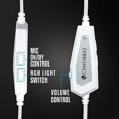 ZEBRONICS Zeb-Blitz USB Gaming Wired On Ear Headphones with Mic with Dolby Atmos, RGB Led, Windows Software, Simulated 7.1 Surround Sound, 2.4 Meter Braided Cable Flexible Padded Ear Cushions