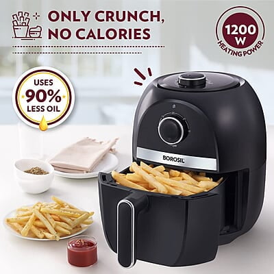 Borosil Best Air Fryer, Air Fryer for Home, Timer Selection, Adjustable Temp Control, 2.8 L Capacity