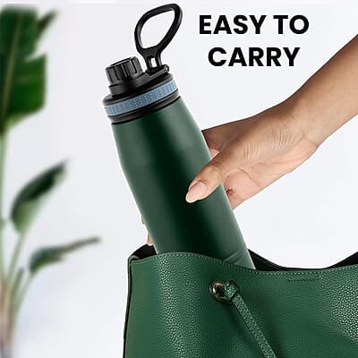 Borosil Hydra GoSports 900 ml Stainless Steel Wate Bottle | Double Wall Vacuum Insulated Flask, Black | 14 Hrs Hot & 18 Hours Cold | Ideal for Personal & Corporate Gifting