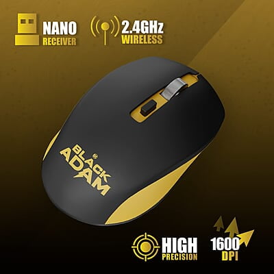 ZEBRONICS Jaguar Wireless Mouse (Black Adam), 2.4GHz with USB Nano Receiver, High Precision Optical Tracking, 4 Buttons, Metal Wheel, Ambidextrous, for PC/Mac/Laptop