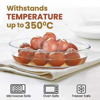 AGARO Elite Borosilicate Glass Baking Tray for Kitchen, 1600 ml Oval