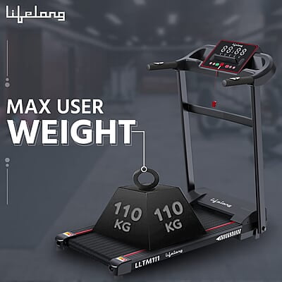 Lifelong FitPro LLTM111 (2.5 HP Peak) Motorized Treadmill for Home with 12 preset Workouts, Max Speed 14km/hr., Bluetooth Speaker Max. User Weight 110kg