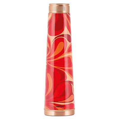 MILTON Copper Delight Design Water Bottle, 915 ml, Ethnic  Lacquer Coating, Curved bottle
