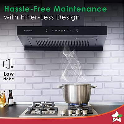 Wonderchef Ruby Sleek 90cm Chimney Powerful Suction of 1400m3/hr Auto Clean Function Oil Collector Low Noise