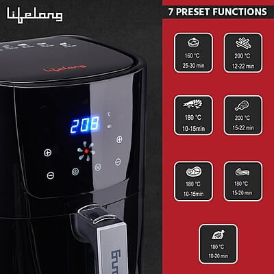 Lifelong LLHFD421 HealthyFry Pro 4.2L Digital Air Fryer with Curated 7-Preset Menu, Touch Control & Digital Display