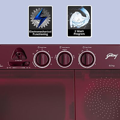 Godrej 8 Kg 5 Star Active Soak Technology Semi-Automatic Top Load Washing Machine Godrej 8 Kg 5 Star Active Soak Technology Semi-Automatic Top Load Washing Machine