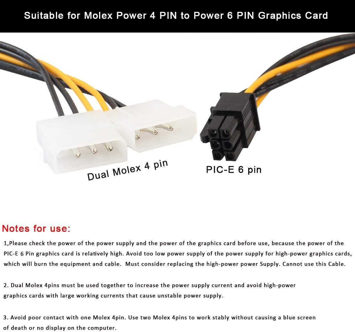 2 Smps M To 6 Pin F Cable