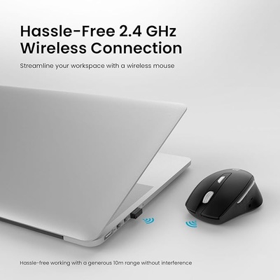Portronics Toad 32 Wireless Mouse with 6 Buttons, 2.4 GHz Connectivity, 10m Working Range, Ergonomic Design, Adjustable Optical DPI, Auto Power Saving, for Laptop & PC Portronics Toad 32 Wireless Mouse with 6 Buttons, 2.4 GHz Connectivity, 10m Working Range, Ergonomic Design, Adjustable Optical DPI, Auto Power Saving, for Laptop & PC