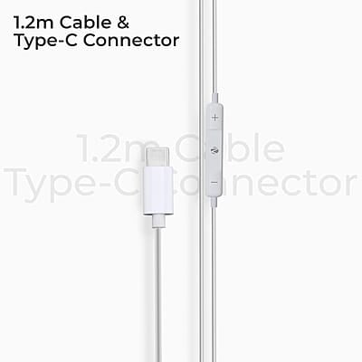 ZEBRONICS Buds 30C Type- C in Ear Earphone with in-line MIC, Rich 14.2mm Driver, Volume Control, 1.2m Cable, Call Function