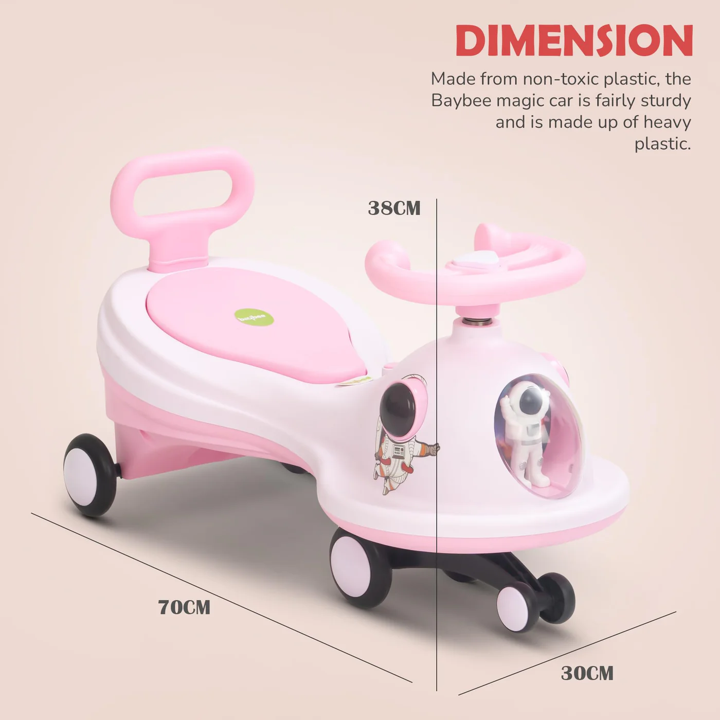 Baybee Astro Baby Swing Car for Kids-Dark Pink