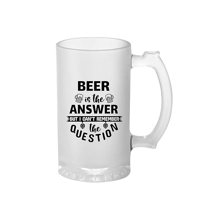 Sublimation Printed Froaster Beer Mug with Handle Beer is The Answer Funny Quotes | Beer Mug Sublimation Printed Froaster Beer Mug with Handle Beer is The Answer Funny Quotes | Beer Mug