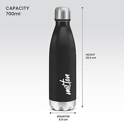MILTON Shine 800 Stainless Steel Water Bottle, 700 ml Single walled  Leak Proof