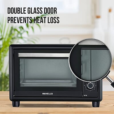 Havells OTG 16T BL - 16 Litre Toughened Double Glass Door 1200 Watt 6 Heating Modes