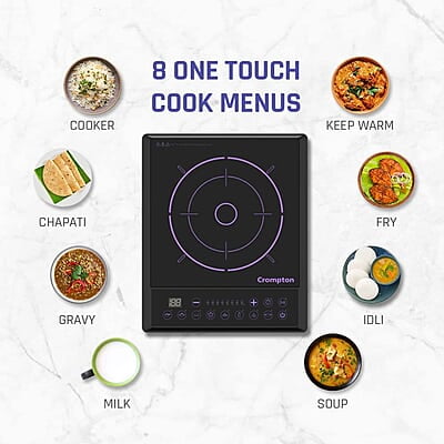 Crompton Instaserve 1900 W Induction Cooktop with Tactile Push Buttons