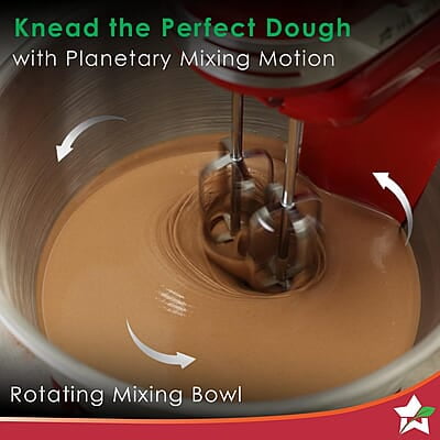 Wonderchef Crimson Revo Stand Mixer and Beater with 5 Speed Settings 4.5L Stainless Steel Bowl 300 Watt