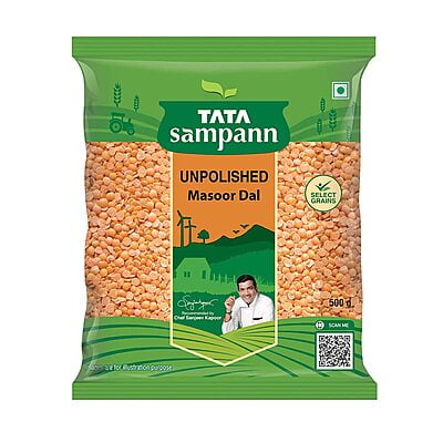 Tata Sampann Unpolished Masoor Dal, 1 kg (2 packs of 500 g)