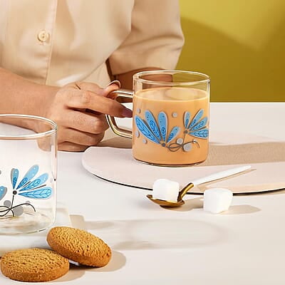 Borosil Vision Twilight Tea n Coffee Classic Mug Set of 6 Pcs 190 ml | Borosillicate Glass, Microwave Safe, Scratch Resistance, Lightweight | for Chai, Green Tea, Milk | Transparent