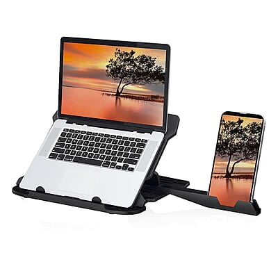 Portronics My Buddy Hexa 22 Laptop Stand with 360° Rotation Base, Mobile Stand, 7 Adjustable Heights, Air Ventilation, Portable & Foldable Design