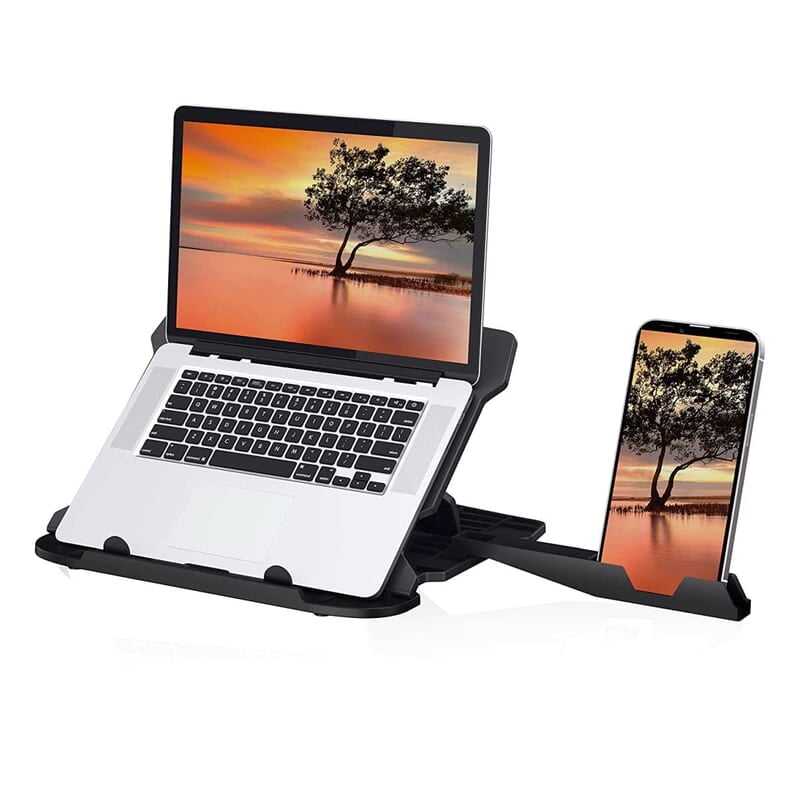 Portronics My Buddy Hexa 22 Laptop Stand with 360° Rotation Base, Mobile Stand, 7 Adjustable Heights, Air Ventilation, Portable & Foldable Design