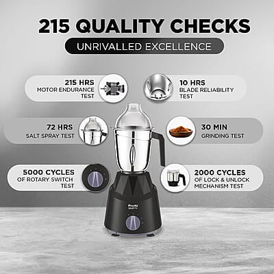 Preethi Galaxy Plus Mixer Grinder for Kitchen - 4 Jars 750 Watt Mixie (3 Stainless steel Jars+1 Super Extractor Juicer Jar)