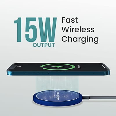 Ambrane Aero-Sync 15 Watt Fast Charging Wireless Pad, Compatible with Wireless Charging Enabled Devices, Smartphones