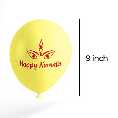 Happy Navratri Customized Balloons – Pack of 30 Multicolor Yellow, Orange & White Balloons for Navratri Decorations, Mandap & Home Décor