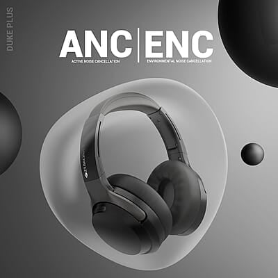 ZEBRONICS Duke Plus, Wireless Over Ear Headphone with ANC, ENC, Gaming Mode, Dual Pairing, Rapid Charge, Upto 70* Hours Backup, Bluetooth v5.4, AUX, Comfortable Earcushion, Deep Bass