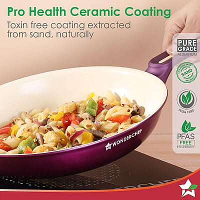 Wonderchef Bellagio Fry Pan  24 cm  1.7 L Non-Stick Ceramic Coating 3mm Thickness