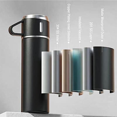 Vacuum Flask Gift Set with 3 Cup | Double Wall | Hot & Cold For Hours | 500 ML Vacuum Flask Gift Set with 3 Cup | Double Wall | Hot & Cold For Hours | 500 ML