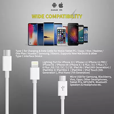 Digitek Lightning Cable 2 A 1 m USB compatible, One Cable DC1M 3-1