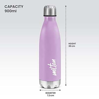 MILTON Shine 1000 Stainless Steel Water Bottle, 900 ml Single walled  Leak Proof