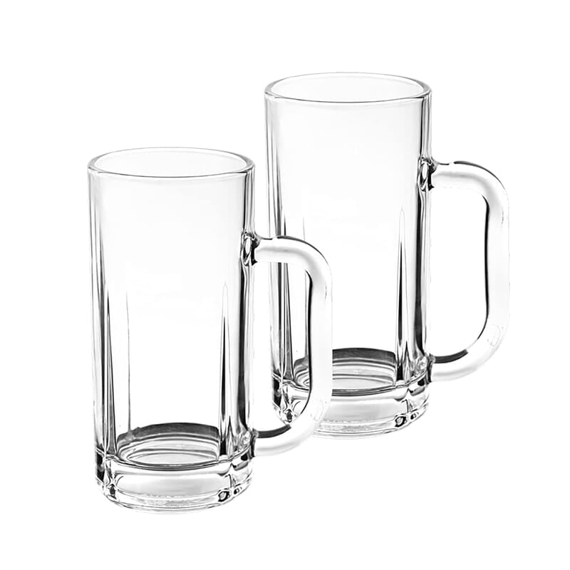 Treo by Milton Ronald Cool Glass Beer Mug Set of 2, 365 ml, Transparent Glasses for Beer, Drinks, Cocktail