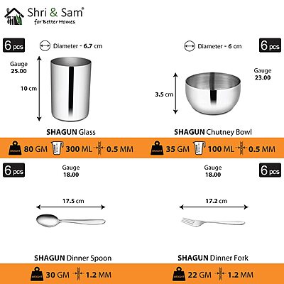 Shri & Sam Stainless Steel Shagun Dinner Set