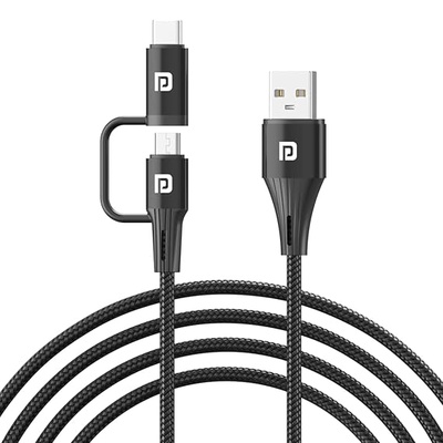 Portronics Konnect J7 20W Fast Charging with Dual Output (Type C + Micro USB), Changeable Metallic Heads, 480 Mbps Data Transfer, 1M (Black) Portronics Konnect J7 20W Fast Charging with Dual Output (Type C + Micro USB), Changeable Metallic Heads, 480 Mbps Data Transfer, 1M (Black)