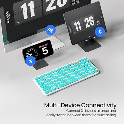 Portronics Bubble 2.0 Wireless Keyboard with Bluetooth + 2.4 GHz Receiver, Connect 3 Devices, Compact TKL Size, 10m Working Range, Function Shortcut Keys, for Laptop, PC, Smartphone, Tablet Portronics Bubble 2.0 Wireless Keyboard with Bluetooth + 2.4 GHz Receiver, Connect 3 Devices, Compact TKL Size, 10m Working Range, Function Shortcut Keys, for Laptop, PC, Smartphone, Tablet