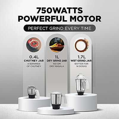 Preethi Popular MG 142 750-Watt Mixer Grinder with 3 Jars