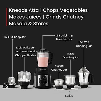 Prestige Endura 1000W Mixer Grinder, 6 Jars