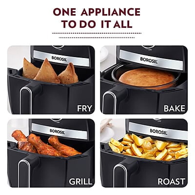 Borosil Best Air Fryer, Air Fryer for Home, Timer Selection, Adjustable Temp Control, 2.8 L Capacity